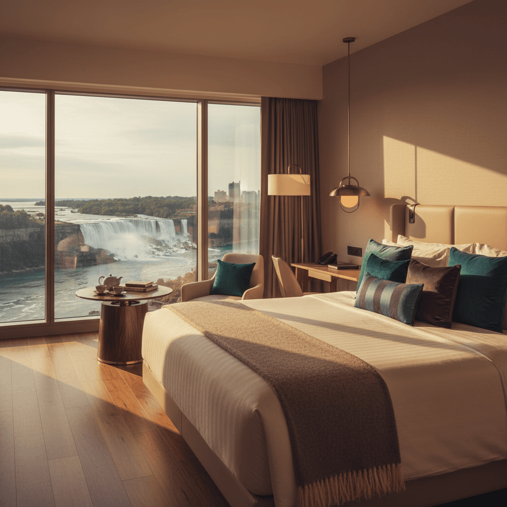 Contemporary resort suite with Niagara Falls view