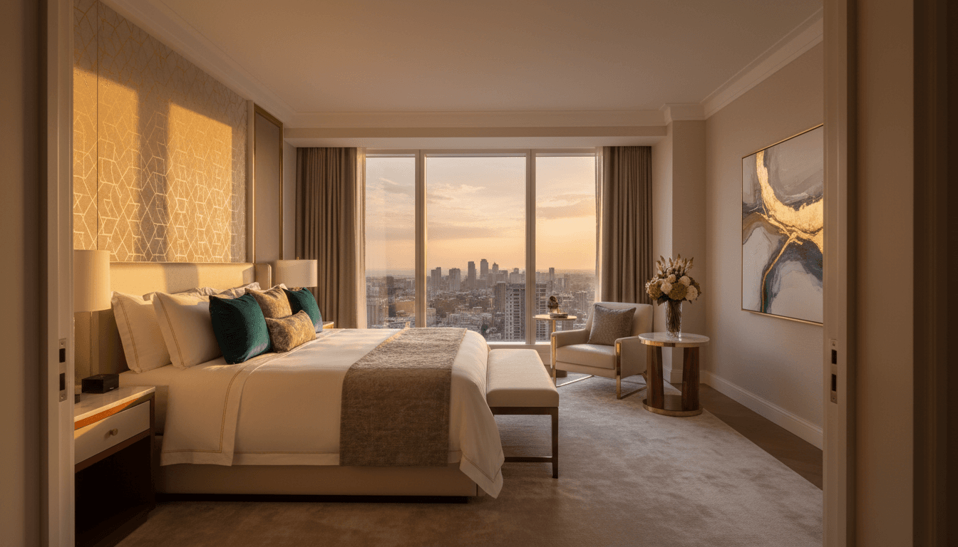 Modern luxury suite with dramatic Niagara Falls views