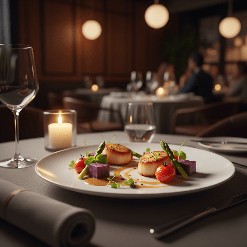 Artfully plated fine dining dish in upscale restaurant